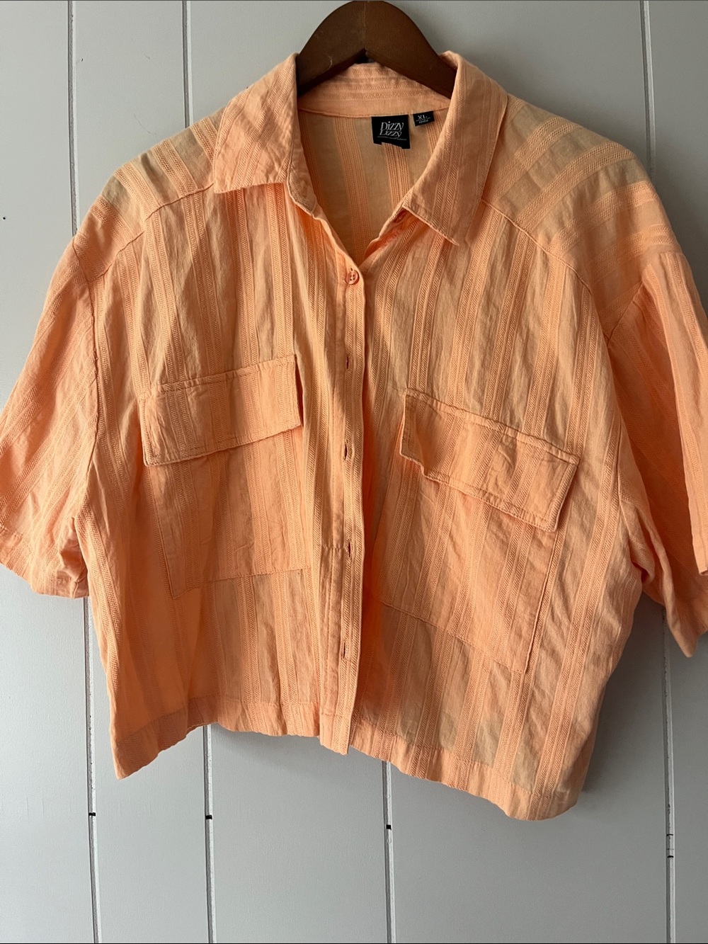 Izod Peach Cropped Button-Up Shirt